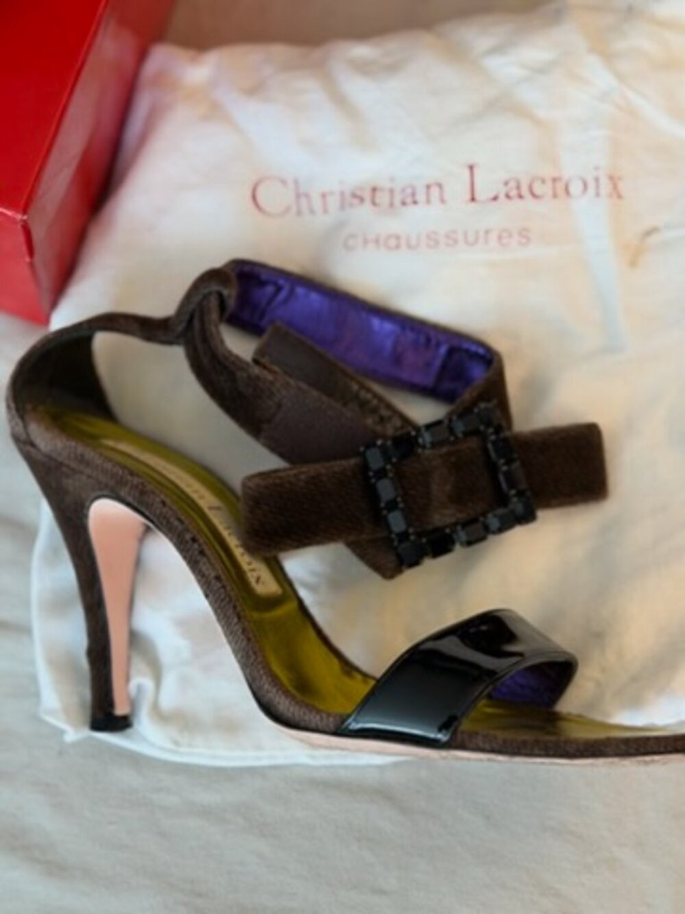 Christian Lacroix Velvet & Patent Leather Shoes – Size 37.5 – Made in Italy